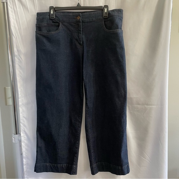 Eileen Fisher Flare Leg Dark Wash Jeans Large Petite - Picture 1 of 3